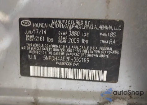 2015 Hyundai Elantra Se from USA, damaged, VIN 5NPDH4AE2FH552199